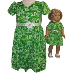 Doll Clothes Superstore Size 5 Girl Matching Girl & Doll Green Dress