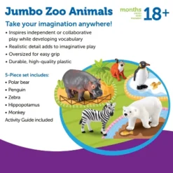 Learning Resources Jumbo Zoo Animals I Monkey, Penguin, Zebra, Polar Bear, And Hippo, 5 Animals -FUNKO Shop GUEST 77919cc1 904c 4191 9a44 1539f94bfb78