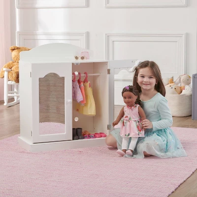 Badger Basket Mirrored Doll Armoire With Baskets 1 Badger Basket Mirrored Doll Armoire With Baskets