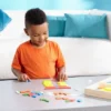 Melissa & Doug Pattern Blocks And Boards - Classic Toy With 120 Solid Wood Shapes And 5 Double-Sided Panels