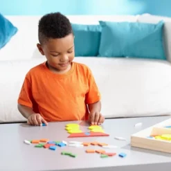 Melissa & Doug Pattern Blocks And Boards - Classic Toy With 120 Solid Wood Shapes And 5 Double-Sided Panels