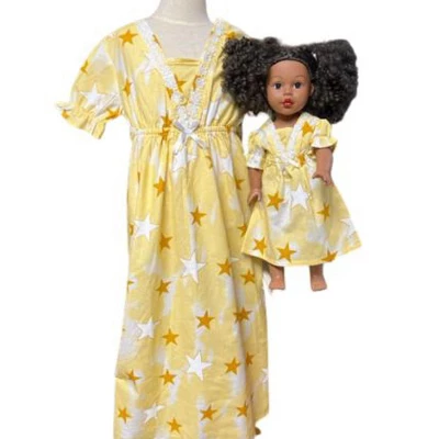 Doll Clothes Superstore Size 6 Matching Girl And Doll Yellow Star Nightgowns 1 Doll Clothes Superstore Size 6 Matching Girl And Doll Yellow Star Nightgowns