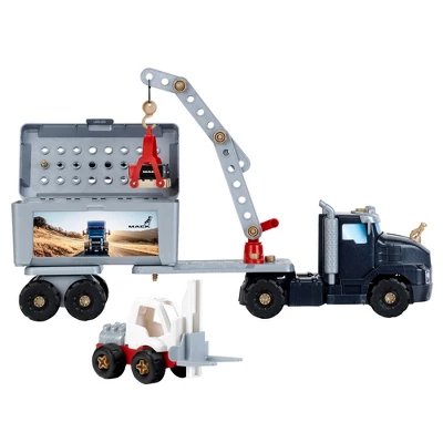 Theo Klein 89 Piece Mack Semi Truck 4 In 1 Convertible Building Play Set Toy With Removeable Tool Box, Crane, And Forklift For Ages 3 & Up 2 Theo Klein 89 Piece Mack Semi Truck 4 In 1 Convertible Building Play Set Toy With Removeable Tool Box, Crane, And Forklift For Ages 3 & Up - Image 2