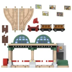 Thomas & Friends Knapford Station Wooden Railway Passenger Pickup Playset With 2 Passenger Cars, 1 Cargo Car, 5 Story Tiles And 4 Track Adapters -FUNKO Shop GUEST 85af2ed3 4a4c 40c6 b9cd 3a88b0b18071