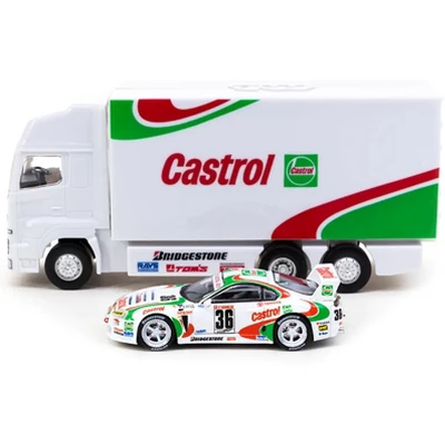 Toyota Supra GT RHD #36 "JGTC" With Plastic Transporter Packaging "Castrol" 1/64 Diecast Model Car By Tarmac Works 2 Toyota Supra GT RHD #36 "JGTC" With Plastic Transporter Packaging "Castrol" 1/64 Diecast Model Car By Tarmac Works - Image 2