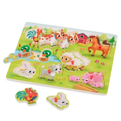 B. Toys Peg Puzzles 2pk Peek & Explore - Vehicles & Farm Animals - 18pc 4 B. Toys Peg Puzzles 2pk Peek & Explore - Vehicles & Farm Animals - 18pc - Image 4