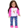 Sophia’s Moose Print Winter Pajamas & Fuzzy Slipper Set For 18” Dolls, Blue/Pink