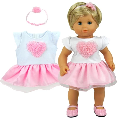 Sophia’s Heart Dress And Headband Outfit For 15'' Dolls, White/Pink 2 Sophia’s Heart Dress And Headband Outfit For 15'' Dolls, White/Pink - Image 2