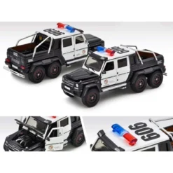Mercedes Benz G63 AMG 6x6 Pickup Truck U.S. Police Car Black And White 1/64 Diecast Model Car By Era Car