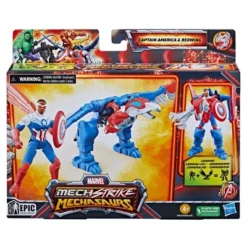 Marvel Mech Strike Mechasaurs Captain America And Redwing Action Figure Set - 2pk