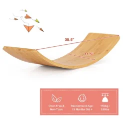 Babyjoy Wooden Wobble Balance Board 35.5" Rocker Yoga Curvy Board Toy Kids Adult -FUNKO Shop GUEST 94129f6a 5b1d 4f8b 8870 164d242b08bd