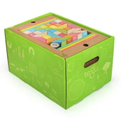 Tegu Magnetic Wooden Blocks, 240-Piece Classroom Kit, Tints