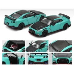 2020 Nissan GT-R (R35) Nismo RHD (Right Hand Drive) Robin Egg Blue And Carbon Black 1/64 Diecast Model Car By Era Car