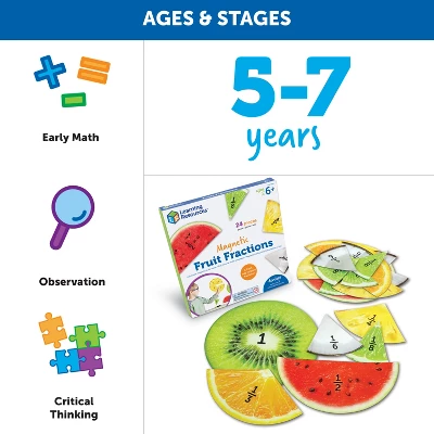 Learning Resources Magnetic Fruit Fractions - 24 Pieces, Ages 6+ Math Games For Kids 4 Learning Resources Magnetic Fruit Fractions - 24 Pieces, Ages 6+ Math Games For Kids - Image 4