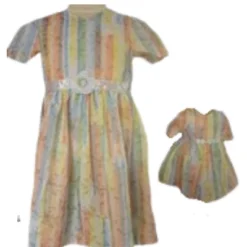 Size 7 Matching Girl And Doll Pastel Colors And Glitter Dresses