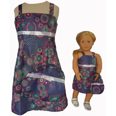 Doll Clothes Superstore Matching Girl And Doll Size 12 Sundress And Purse With Geometric Flower Print On Sale 1 Doll Clothes Superstore Matching Girl And Doll Size 12 Sundress And Purse With Geometric Flower Print On Sale