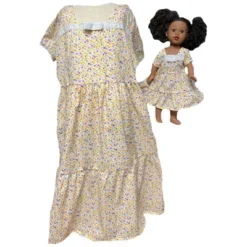 Doll Clothes Superstore Yellow Purple Flower Size 14 Matching Girl And Doll Dresses