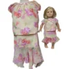 Size 12 1/2 Matching Girl And Doll Chiffon Flowers Skirt And Blouse