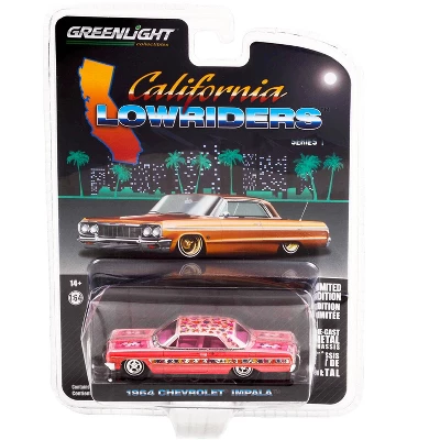1964 Chevrolet Impala Lowrider Pink Metallic With Rose Graphics And Pink Interior 1/64 Diecast Model Car By Greenlight 2 1964 Chevrolet Impala Lowrider Pink Metallic With Rose Graphics And Pink Interior 1/64 Diecast Model Car By Greenlight - Image 2