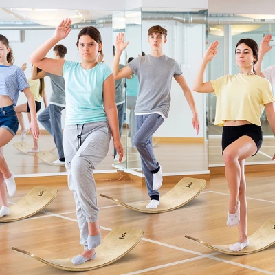 Costway Wooden Wobble Balance Board Kids Adult 15.5'' Wider Rocker Board Toy 660LBS 1 Costway Wooden Wobble Balance Board Kids Adult 15.5'' Wider Rocker Board Toy 660LBS