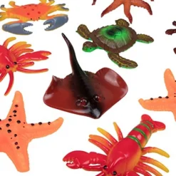 Ocean Life Sea Animal Action Figures 30pc Pack - Giant Bucket Of Marine Animals Toy Playset