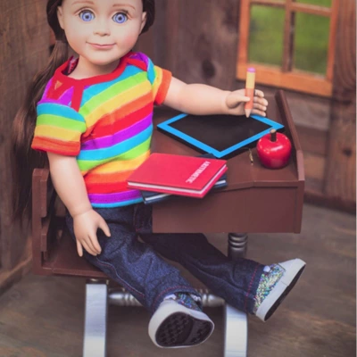 The Queen's Treasures 18 Inch Doll 1940’s Wood School Desk. And Accessories 2 The Queen's Treasures 18 Inch Doll 1940’s Wood School Desk. And Accessories - Image 2