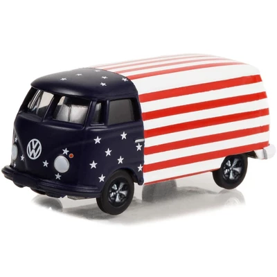 1964 Volkswagen Type 2 Panel Van American Flag Livery "Club Vee V-Dub" Series 15 1/64 Diecast Model Car By Greenlight 1 1964 Volkswagen Type 2 Panel Van American Flag Livery "Club Vee V-Dub" Series 15 1/64 Diecast Model Car By Greenlight