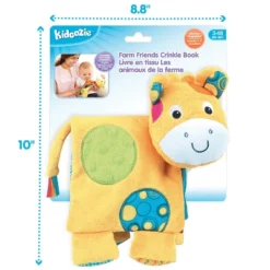 Kidoozie Farm Friends Crinkle Book Toy, Tactile And Educational, Machine Washable, 3 To 18 Months