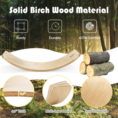 Costway Wooden Wobble Balance Board Kids Adult 15.5'' Wider Rocker Board Toy 660LBS 8 Costway Wooden Wobble Balance Board Kids Adult 15.5'' Wider Rocker Board Toy 660LBS - Image 8