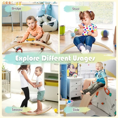 Costway Wooden Wobble Balance Board Kids Adult 35'' Rocker Board Toy Support 660LBS 6 Costway Wooden Wobble Balance Board Kids Adult 35'' Rocker Board Toy Support 660LBS - Image 6