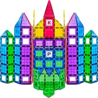 Magnetic Tiles Building Blocks 100pc Set - Includes Bonus 13 Piece Insert Alphabet Cards - STEM 3D Magnet Tiles - Play22usa 1 Magnetic Tiles Building Blocks 100pc Set - Includes Bonus 13 Piece Insert Alphabet Cards - STEM 3D Magnet Tiles - Play22usa