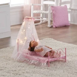 Starlights LED Canopy Metal Doll Bed With Bedding - Pink -FUNKO Shop GUEST bc68727b dc5c 4596 aa18 f33b9fb7a867