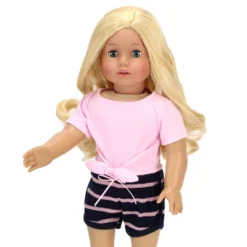 Sophia’s 2 Piece Summer Outfit With Tie Front Tee And Striped Shorts For 18" Dolls, Pink/Navy -FUNKO Shop GUEST bfe61989 66a1 44d7 8652 0fab1cdc9ba2