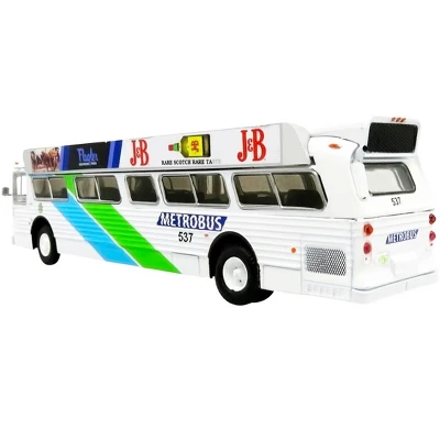 Flxible 53102 Transit Bus #32 "Miami" Metrobus W/Bus-O-Rama Boards White W/Stripes 1/87 (HO) Diecast Model By Iconic Replicas 2 Flxible 53102 Transit Bus #32 "Miami" Metrobus W/Bus-O-Rama Boards White W/Stripes 1/87 (HO) Diecast Model By Iconic Replicas - Image 2