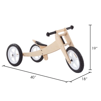 Toy Time Kids' 3-in-1 Convertible Ride-On Balance Bike - Natural Wood 3 Toy Time Kids' 3-in-1 Convertible Ride-On Balance Bike - Natural Wood - Image 3