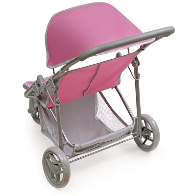 Badger Basket Trek 3-Wheel Folding Twin Doll Jogging Stroller - Gray/Pink 3 Badger Basket Trek 3-Wheel Folding Twin Doll Jogging Stroller - Gray/Pink - Image 3