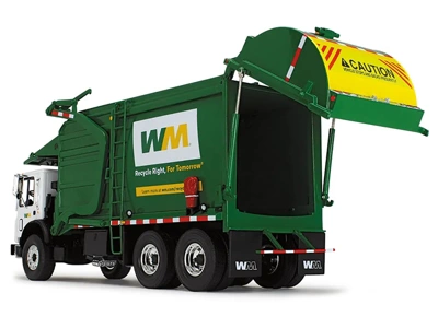 Mack TerraPro "Waste Management" Garbage Truck W/Wittke Front Load White & Green W/Garbage Bin 1/34 Diecast Model By First Gear 3 Mack TerraPro "Waste Management" Garbage Truck W/Wittke Front Load White & Green W/Garbage Bin 1/34 Diecast Model By First Gear - Image 3