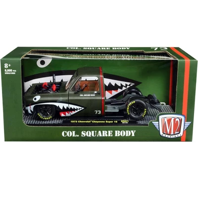 1973 Chevrolet Cheyenne Super 10 Bedless Truck #73 Matt Dark Green W/Graphics 1/24 Diecast Model Car By M2 Machines 2 1973 Chevrolet Cheyenne Super 10 Bedless Truck #73 Matt Dark Green W/Graphics 1/24 Diecast Model Car By M2 Machines - Image 2