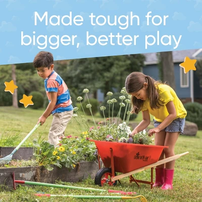 HearthSong Durable Kids' Grow-With-Me Red Wheelbarrow And Adjustable Garden Tool Set; Includes Wheelbarrow, Shovel, Hoe, Leaf Rake, And Soil Rake 5 HearthSong Durable Kids' Grow-With-Me Red Wheelbarrow And Adjustable Garden Tool Set; Includes Wheelbarrow, Shovel, Hoe, Leaf Rake, And Soil Rake - Image 5