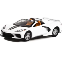 2020 Chevrolet Corvette C8 Stingray Convertible Arctic White With Black Stripes (Lot #1275) 1/64 Diecast Model Car By Greenlight