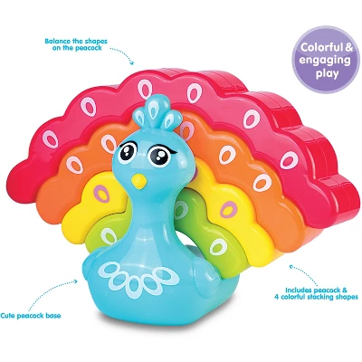 Kidoozie Rainbow Peacock Stacker, Many Ways To Stack, Colorful And Engaging Play, Easy To Grasp, For Ages 12 Months And Up 3 Kidoozie Rainbow Peacock Stacker, Many Ways To Stack, Colorful And Engaging Play, Easy To Grasp, For Ages 12 Months And Up - Image 3