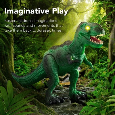 Best Choice Products Kids Remote Control Dinosaur Toy, Electronic RC T-Rex W/ Light-Up LED Eyes, Roaring Sounds - Green 4 Best Choice Products Kids Remote Control Dinosaur Toy, Electronic RC T-Rex W/ Light-Up LED Eyes, Roaring Sounds - Green - Image 4