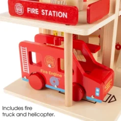 Toy Time Kids' Wooden Fire Station Playset With 3-Tier Firehouse, Fire Truck, Helicopter, And 16 Accessories - 10.75" X 13" -FUNKO Shop GUEST cc3b64a5 3f1d 4f75 8933 a1295a4ed806