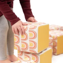 JumpOff Jo – Soft Foam Blocks Playset – Stacking Cube Building Blocks For Babies, Toddlers – 6x6 In. Blocks, Set Of 12 – Multicolor - Boho Rainbow