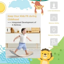 Costway Wooden Wobble Balance Board Kids 35'' Rocker Yoga Curvy Board Toy W/Felt Layer -FUNKO Shop GUEST d5c148ec 92a3 44f9 9f4f 758138cd084d