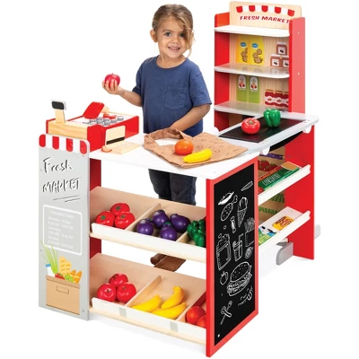 Best Choice Products Kids Pretend Play Grocery Store Wooden Supermarket Set W/ Chalkboard, Cash Register 7 Best Choice Products Kids Pretend Play Grocery Store Wooden Supermarket Set W/ Chalkboard, Cash Register - Image 7