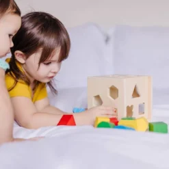 Melissa & Doug Shape Sorting Cube - Classic Wooden Toy With 12 Shapes