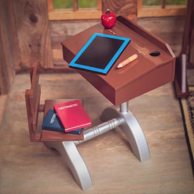 The Queen's Treasures 18 Inch Doll 1940’s Wood School Desk. And Accessories 1 The Queen's Treasures 18 Inch Doll 1940’s Wood School Desk. And Accessories