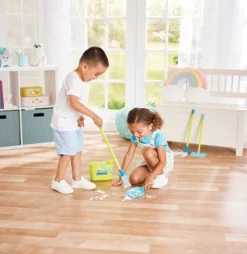 Kidoozie Just Imagine Cleaning Essentials Playset, Pretend Play Broom, Mop, Duster, Dust Pan, Bucket, Ages 2+