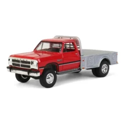 Greenlight Collectibles 1/64 1992 Dodge Ram 1st Generation Truck Red With Silver Flatbed & Silver Gooseneck Trailer 51387-B -FUNKO Shop GUEST e790cb2f ef34 4463 9d9d 8b5a8528bb6a